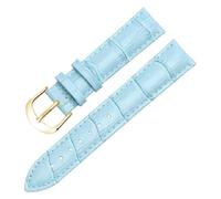 Qgsaghty Cinturino in pelle multifunzionale da 10mm-22mm con funzione di sgancio rapido Pelle bovina impermeabile, fibbia ad ardiglione dorata, Azzurro, 19mm