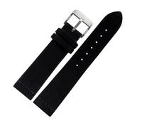 Qgsaghty Cinturino in pelle scamosciata 16mm 18mm 20mm 22mm Cinturino per orologio in vera pelle Accessori per cinturini da polso vintage, Nero Nero, 20mm