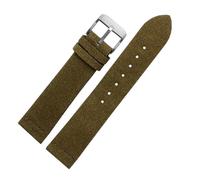 Qgsaghty Cinturino in pelle scamosciata 16mm 18mm 20mm 22mm Cinturino per orologio in vera pelle Accessori per cinturini da polso vintage, Argento verde militare, 20mm