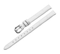 Qgsaghty Cinturino in pelle sottile da 6mm-18mm, cinturino sottile per orologio da donna con motivo bambù lucido, fibbia argentata, Bianco, 11mm