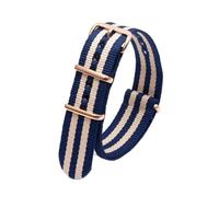 Qgsaghty Cinturino per orologio in nylon con fibbia in oro rosa 18mm 20mm 22mm 24mm Accessori per bracciale per cinturino per uomo e donna, 3blu 2beige, 18mm