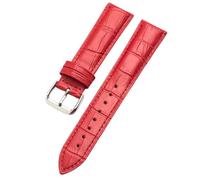Qgsaghty Cinturino per orologio in pelle di vitello 10/12/13/14/15/16/17/18/19/20/21/22/23/24mm Cinturino in pelle con fibbia ad ardiglione, Rosso, 19mm