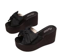 Qgtxf Pantofole Cuneo con Arco per Donna Slip On Arch Supporto Tanga Scarpe Cuscino Spiaggia Estate(Black,34 EU)