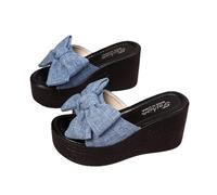 Qgtxf Pantofole Cuneo con Arco per Donna Slip On Arch Supporto Tanga Scarpe Cuscino Spiaggia Estate(Blue,36 EU)
