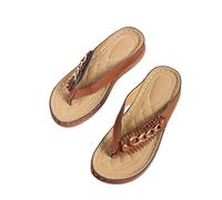 Qgtxf Sandali Ortopedici Donne, Summer Open Toe Arc Supporto Flip Flops Piattaforma Cuneo Pantofole Di Larghezza Larga Slip On Scarpe da Camminare(Brown,41 EU)