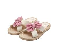 Qgtxf Sandali Piatti da Donna 2026 Slip On Open Toe Espadrille Summer Bow Pantofole da Spiaggia(Pink,38 EU)