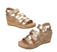 Qgtxf Stile Romano Donna Open Toe Piattaforma Sandali Sandali con Cinturina alla Caviglia Estate Open Toe PU Scarpe in Pelle(Gold,36 EU)