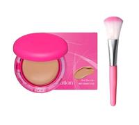 QGuoJie Peptide Bounce Foundation Set - 2025 Nuova polvere con copertura media e pennello costruibile, fondotinta idratante anti-invecchiamento per pelle matura (Dark Skin)