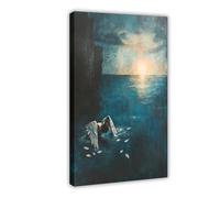 QGVBGF Poster su tela, motivo: Icaro nel mare, riflesso mitologico, eroe greco caduto, decorazione per camera da letto, ufficio, camera da letto, regalo, 30 x 45 cm