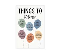 QGVBGF Stampa artistica da parete con scritta "Things to Release Let Go of Mental Health", decorazione artistica da parete per soggiorno e camera da letto, 50 x 75 cm