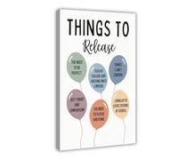 QGVBGF Stampa artistica da parete con scritta "Things to Release Let Go of Mental Health", decorazione artistica da parete per soggiorno e camera da letto, 50 x 75 cm