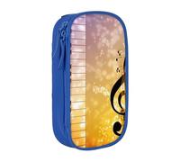 QGWDYYJQ Astuccio a doppio strato con stampa di note musicali e pianoforte, grande capacità, organizer portatile, Blu, Taglia unica, Portamonete