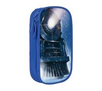 QGWDYYJQ Astuccio a doppio strato con stampa di treno ferroviario notturno invernale natalizio con neve, grande capacità, organizer portatile, Blu, Taglia unica, Portamonete