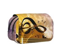 QGWDYYJQ Astuccio per cancelleria, con stampa a doppia conchiglia, con note musicali, pianoforte, violino, Nero , Taglia unica, Portamonete