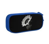 QGWDYYJQ Astuccio per cancelleria con stampa di girasole, nero e grigio, organizer portatile, Blu, Taglia unica, Portamonete