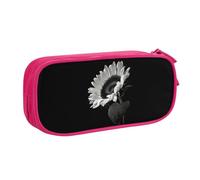 QGWDYYJQ Astuccio per cancelleria con stampa di girasole, nero e grigio, organizer portatile, rosa, Taglia unica, Portamonete