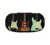 QGWDYYJQ Astuccio per matite con stampa artistica a forma di chitarra, astuccio portatile, Nero , Taglia unica, Portamonete