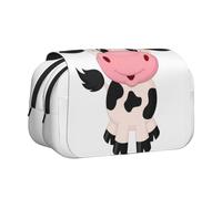 QGWDYYJQ Astuccio per penne a conchiglia con stampa di mucca da latte in stile cartone animato, organizer portatile, Nero , Taglia unica, Portamonete