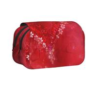 QGWDYYJQ Astuccio porta penne a conchiglia con stampa di fiori rossi a forma di cuore rosso per San Valentino, Nero , Taglia unica, Portamonete