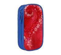 QGWDYYJQ Astuccio porta penne a doppio strato con stampa di fiori rossi a forma di cuore rosso per San Valentino, Blu, Taglia unica, Portamonete