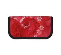 QGWDYYJQ Astuccio porta penne in tela con stampa di fiori rossi per San Valentino, astuccio per cancelleria, organizer portatile, Nero , Taglia unica, Portamonete