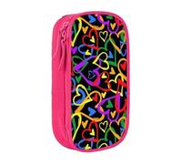 QGWDYYJQ Astuccio portamatite a doppio strato con stampa arcobaleno Gay Pride, organizer portatile, rosa, Taglia unica, Portamonete