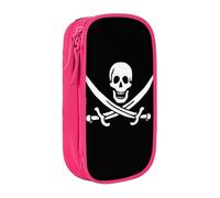 QGWDYYJQ Astuccio portamatite a doppio strato, con stampa bandiera dei pirati, grande capacità, organizer portatile, rosa, Taglia unica, Portamonete