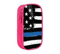 QGWDYYJQ Astuccio portamatite a doppio strato con stampa bandiera USA blu retrò sottile custodia per cancelleria organizer portatile, rosa, Taglia unica, Portamonete