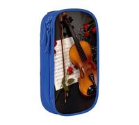 QGWDYYJQ Astuccio portamatite a doppio strato, con stampa di violino e spartiti musicali, organizer portatile, Blu, Taglia unica, Portamonete