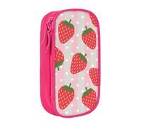 QGWDYYJQ Astuccio portamatite a doppio strato, con stampa fragola, grande capacità, organizer portatile, rosa, Taglia unica, Portamonete