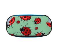 QGWDYYJQ Astuccio portamatite portatile con coccinelle rosse su sfondo blu stampato, Nero , Taglia unica, Portamonete