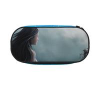 QGWDYYJQ Astuccio portamatite portatile con stampa di una ragazza sirena e vela sul mare con nave pirata, Nero , Taglia unica, Portamonete