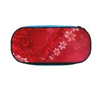QGWDYYJQ Astuccio portamatite portatile per San Valentino, motivo: cuore rosso, con stampa floreale, Nero , Taglia unica, Portamonete