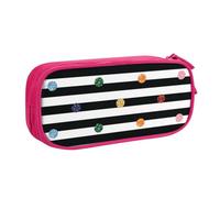 QGWDYYJQ Astuccio portapenne con glitter arcobaleno a pois a righe bianche e nere stampate astuccio per cancelleria organizer portatile, rosa, Taglia unica, Portamonete