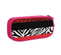 QGWDYYJQ Astuccio portapenne con stampa leopardata rossa e zebra, portatile, organizer, rosa, Taglia unica, Portamonete
