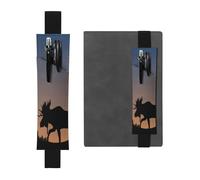 QGWDYYJQ Astuccio portapenne in pelle stampata con alce e albero di pino montano, Nero , Taglia unica, Portamonete