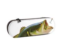 QGWDYYJQ Bait with Fishing Line Mangiare Little Fish Stampato Astuccio In Pelle Cancelleria Organizzatore Portatile Matita Bag
