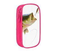 QGWDYYJQ Bait with Fishing Line Mangiare Little Fish Stampato Grande Capacità Doppio Strato Astuccio Cancelleria Organizer Portatile, rosa, Taglia unica, Portamonete