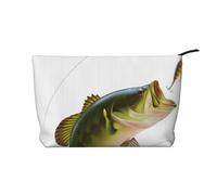 QGWDYYJQ Bait with Fishing Line Mangiare Little Fish Stampato Velluto Sacchetto di Trucco Viaggio Toiletry Bag Portable Cosmetic Bag, Nero , Taglia unica
