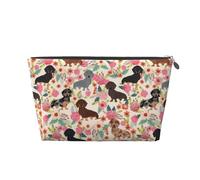QGWDYYJQ Bassotto stampato borsa da toilette da viaggio in pelle borsa cosmetica portatile pochette, Argento, Taglia unica