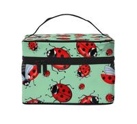 QGWDYYJQ Beauty case da viaggio con coccinelle rosse su sfondo blu stampato
