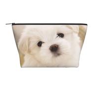 QGWDYYJQ Beauty case da viaggio con simpatico cucciolo di maltese stampato per uso quotidiano, Nero , Taglia unica