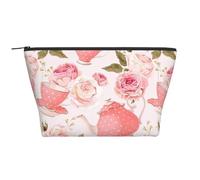 QGWDYYJQ Beauty case da viaggio con tazze da tè con rose, romantica, con stampa shabby, Nero , Taglia unica