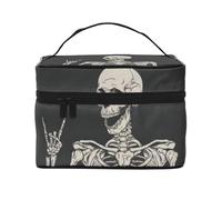 QGWDYYJQ Beauty case da viaggio con teschio e osso, con stampa di scheletro