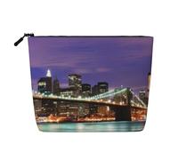 QGWDYYJQ Beauty case da viaggio in canapa finta con stampa di New York Night, Nero , Taglia unica