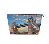 QGWDYYJQ Beauty case da viaggio in pelle stampata Tower Bridge a Londra, pochette portatile, Argento, Taglia unica