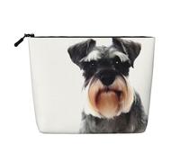 QGWDYYJQ Beauty case in canapa finta stampata con schnauzer ben educato, borsa da viaggio per articoli da toeletta, Nero , Taglia unica