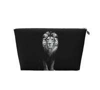 QGWDYYJQ Bella borsa cosmetica portatile della pochette della borsa cosmetica di viaggio del cuoio stampato del leone, Argento, Taglia unica