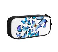 QGWDYYJQ Blue Butterfly - Astuccio per cancelleria, portatile, con stampa a farfalla, Nero , Taglia unica, Portamonete