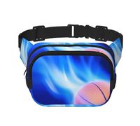 QGWDYYJQ Blue Fire - Marsupio a doppio strato con stampa palla da basket quadrata, Nero , Taglia unica